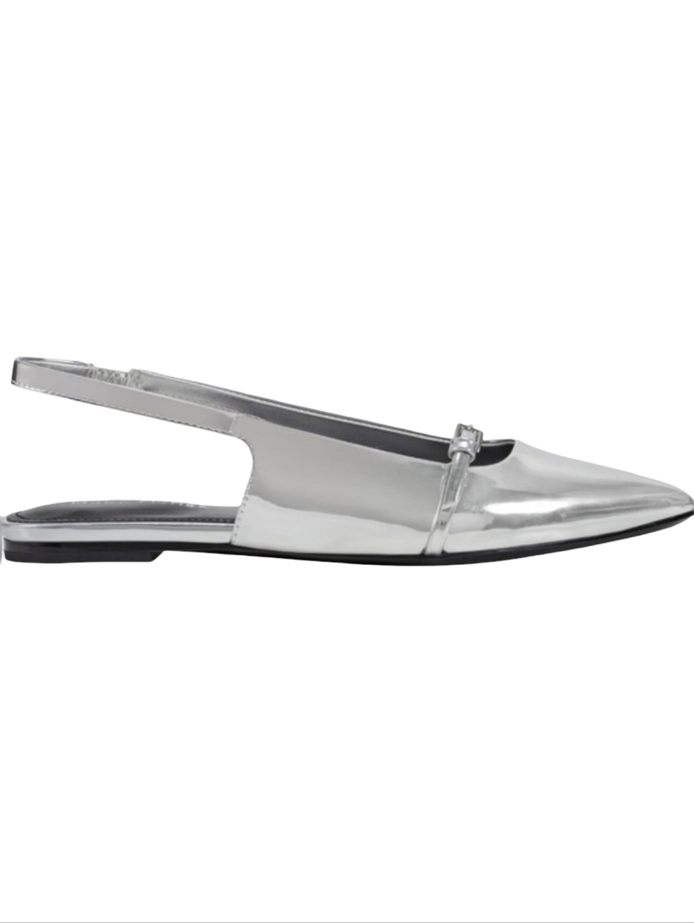 Marc Fisher Elelyn Silver Metallic Pointed Toe Slingback Flats Size 7.5